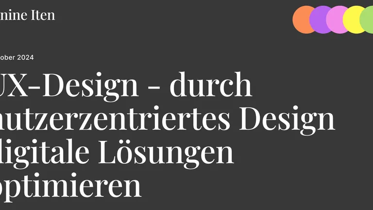Black background white font with text: UX design - optimising digital solutions through user-centred design.